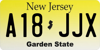 NJ license plate A18JJX