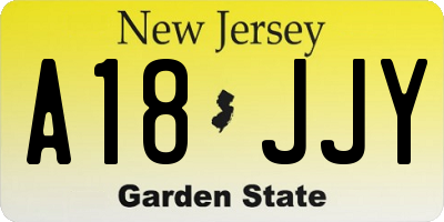 NJ license plate A18JJY