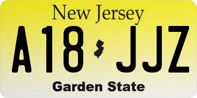 NJ license plate A18JJZ