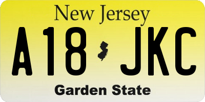 NJ license plate A18JKC