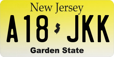 NJ license plate A18JKK