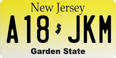 NJ license plate A18JKM