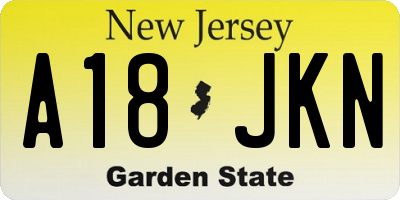 NJ license plate A18JKN