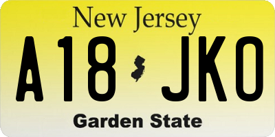 NJ license plate A18JKO