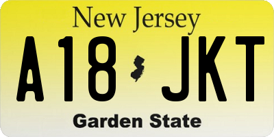 NJ license plate A18JKT