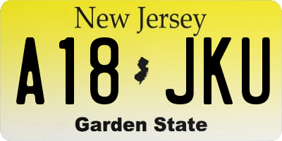 NJ license plate A18JKU
