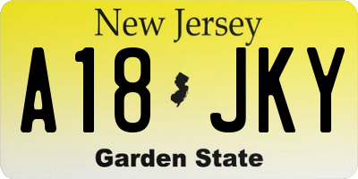 NJ license plate A18JKY