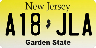 NJ license plate A18JLA