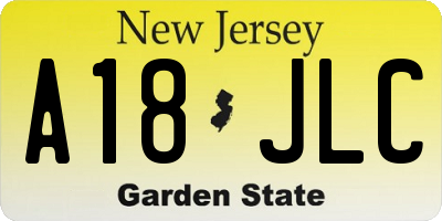 NJ license plate A18JLC