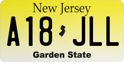 NJ license plate A18JLL