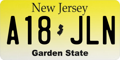 NJ license plate A18JLN