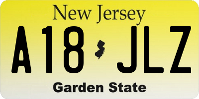 NJ license plate A18JLZ