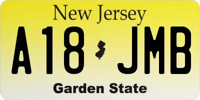 NJ license plate A18JMB
