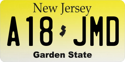 NJ license plate A18JMD