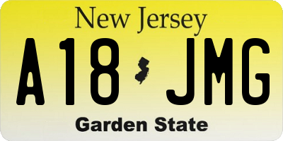 NJ license plate A18JMG