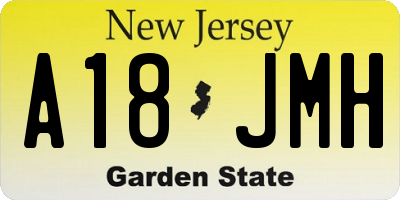 NJ license plate A18JMH