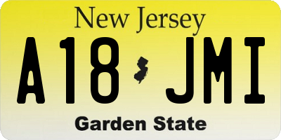 NJ license plate A18JMI