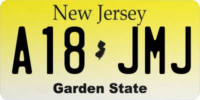 NJ license plate A18JMJ