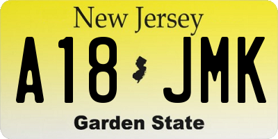 NJ license plate A18JMK