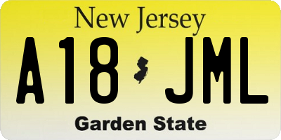 NJ license plate A18JML