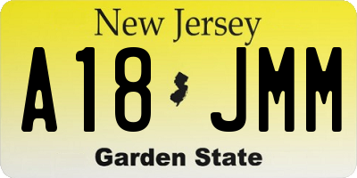 NJ license plate A18JMM