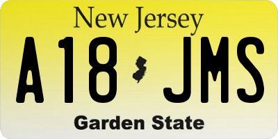NJ license plate A18JMS