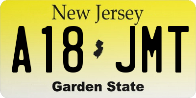 NJ license plate A18JMT