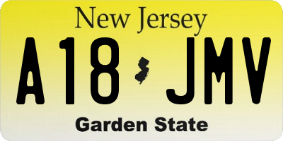 NJ license plate A18JMV