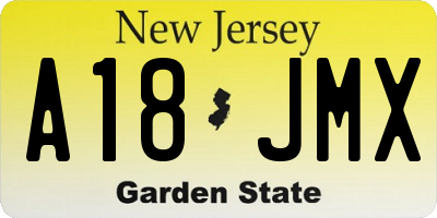 NJ license plate A18JMX