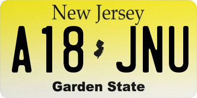 NJ license plate A18JNU