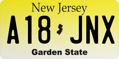 NJ license plate A18JNX