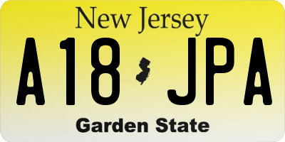 NJ license plate A18JPA