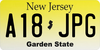 NJ license plate A18JPG