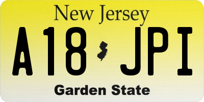 NJ license plate A18JPI