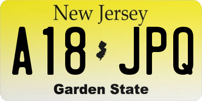 NJ license plate A18JPQ
