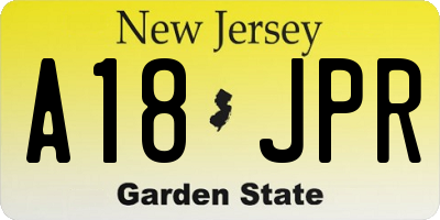 NJ license plate A18JPR