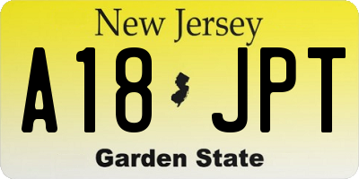 NJ license plate A18JPT