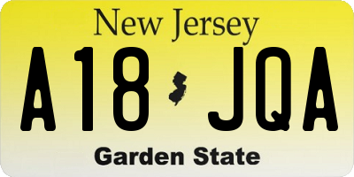 NJ license plate A18JQA