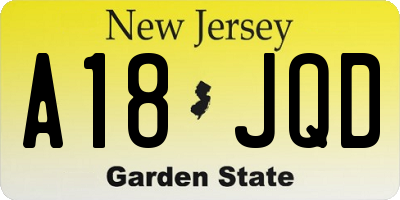NJ license plate A18JQD