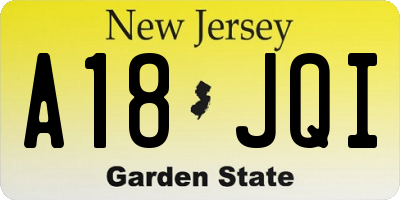 NJ license plate A18JQI