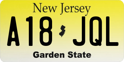 NJ license plate A18JQL