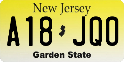 NJ license plate A18JQO