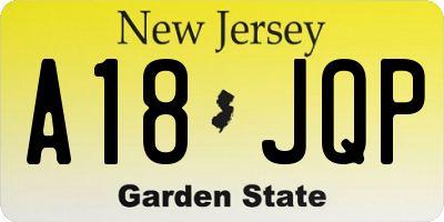 NJ license plate A18JQP
