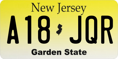 NJ license plate A18JQR