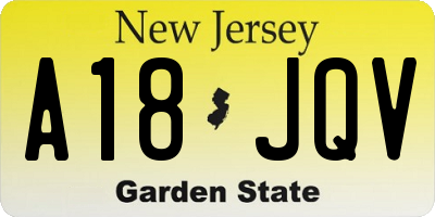 NJ license plate A18JQV