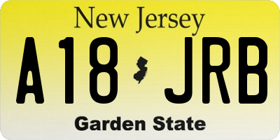 NJ license plate A18JRB