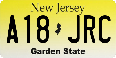 NJ license plate A18JRC