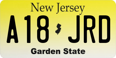 NJ license plate A18JRD
