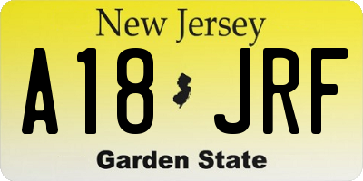 NJ license plate A18JRF