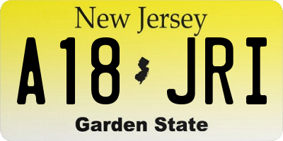 NJ license plate A18JRI